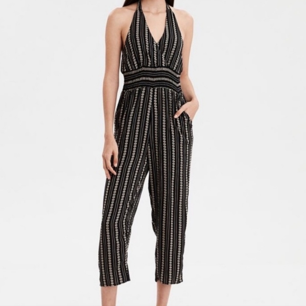 American Eagle Outfitters Smocked Halter Jumpsuit